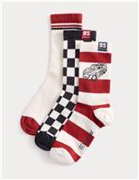 3 Pack Cotton Rich Cars Socks (6 Small - 3 Large)