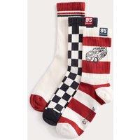 M&S 3 Pack Cotton Rich Cars Socks (6 Small - 3 Large) Red Mix