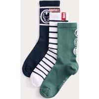 M&S 3 Pack Marvel Ankle Socks (6 Small - 7 Large) Green Mix