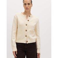 M&S Cotton Rich Crew Neck Button Front Cardigan Vanilla