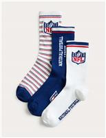 3pk Cotton Rich NFL Socks (6 Small - 7 Large)