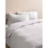 M&S Pure Cotton Striped Ruffle Bedding Set Natural Mix