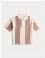 Pure Cotton Striped Waffle Rugby Top (2-8 Yrs)