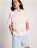 M&S Pure Cotton Short Sleeve Rugby Shirt (6-16 Yrs) Pink