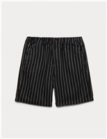 M&S Pure Cotton Striped Shorts (6-16 Yrs) Black Mix