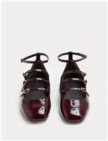 Leather Patent Ankle Strap Mary Jane Ballet Pump