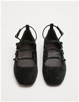 M&S Suede Ankle Strap Mary Jane Pumps Black