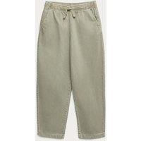 M&S Relaxed Cotton Rich Lightweight Trousers (6-16 Yrs) Khaki