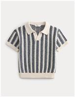 M&S Cotton Rich Striped Knitted Top (2-10 Yrs) Navy Mix