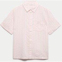 M&S Cotton Rich Striped Shirt (6-16 Yrs) Pink Mix