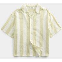 M&S Cotton Rich Striped Seerscucker Shirt (2-8 Yrs) Green Mix