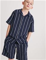 Pure Cotton Textured Stripe Shirt (6-16 Yrs)