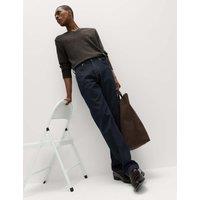 M&S Straight Fit Textured 5 Pocket Jeans Indigo
