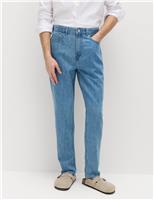 Tapered Fit Lightweight Jeans with Linen