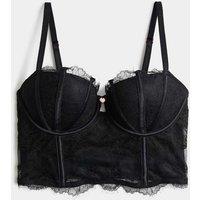 Rosie Liana Satin & Lace Wired Balconette Corset (A-DD) Black
