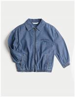 M&S Pure Cotton Denim Ripstop Jacket (2-8 Yrs) Med Blue Denim