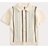 M&S Pure Cotton Striped Knitted Shirt (2-8 Yrs) Ecru Mix