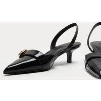 M&S Leather Kitten Heel Slingback Shoes Black