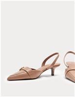 Leather Kitten Heel Slingback Shoes