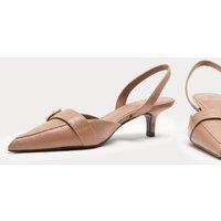 M&S Leather Kitten Heel Slingback Shoes Nude