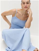 Linen Rich Shirred Midi Dress