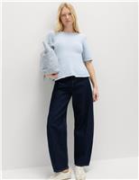 Cotton-Rich Peplum Knitted Top