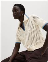 Cotton Rich Textured Cropped Knitted Top