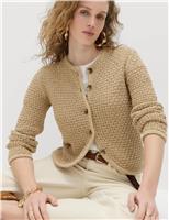 Cotton Rich Textured Cropped Knitted Jacket