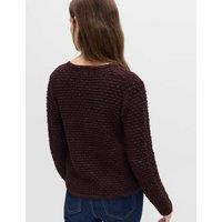 M&S Cotton Rich Textured Cropped Knitted Jacket Raisin