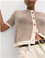 Cotton Rich Textured Cropped Cardigan