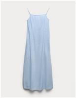 M&S Square Neck Strappy Maxi Shift Dress with Linen Chambray