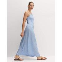 M&S Square Neck Strappy Maxi Shift Dress with Linen Chambray