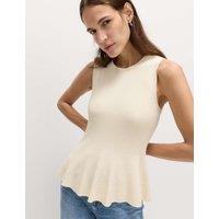 M&S Ribbed Peplum Knitted Vest Vanilla