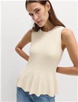Ribbed Peplum Knitted Vest