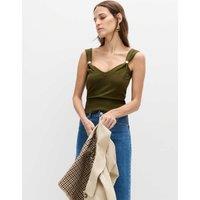M&S Hardware Detail Slim Fit Cropped Knitted Vest Dark Khaki