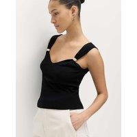 M&S Hardware Detail Slim Fit Cropped Knitted Vest Black