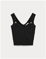 Hardware Detail Slim Fit Cropped Knitted Vest