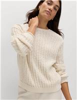 Cotton Rich Textured Crew Neck Jumper