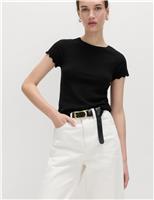 Pointelle Slim Fit Knitted Top