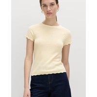 M&S Pointelle Slim Fit Knitted Top Buttermilk