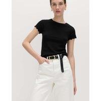 M&S Pointelle Slim Fit Knitted Top Black