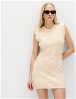 Floral Textured Knitted Mini Dress