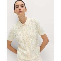 M&S Textured Collared Fitted Cardigan Buttermilk
