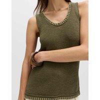 M&S Cotton Rich Textured Whipstitch Knitted Vest Dark Khaki