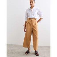JAEGER Cotton Blend Wide Leg Trousers Gold
