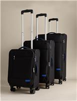 M&S Set of 3 Seville 4 Wheel Soft Suitcases Navy