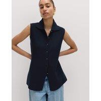 M&S Soft Touch Longline Knitted Waistcoat Midnight Navy