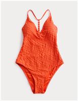 Textured Padded Back Detail Swimsuit