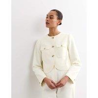 JAEGER Cotton Rich Boxy Short Jacket Ivory