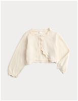 M&S Pure Cotton Scallop Edge Cardigan (0-3 Yrs) Cream